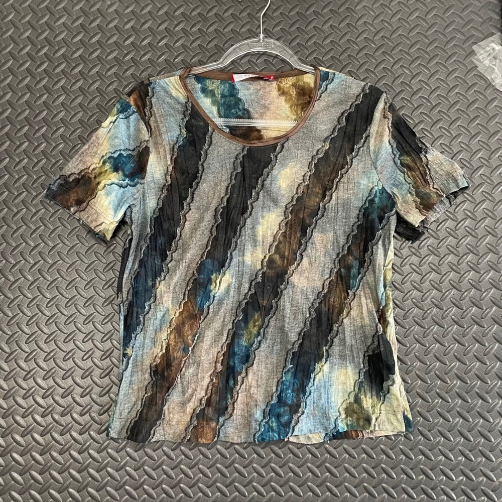 Bianca Multi Color Horizontal Stripe Blouse Top Casual Wear‎ Women's Size 10